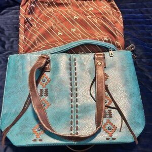 Turquoise and Brown Women's Bag